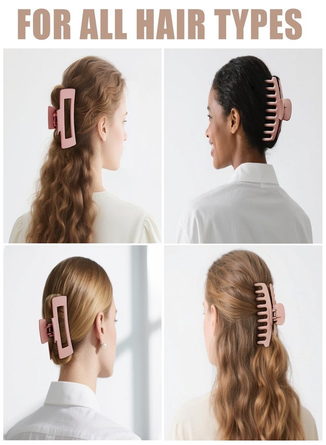 TOCESS Hair Claw Clips for Women - Large 8PK Neutral Matte Jumbo Square Hair Clips for Thick, Thin, Long, Short, Curly Hair Girls, Big Jaw Clip Set for Daily Use (Rosewater Pink) - Image 5